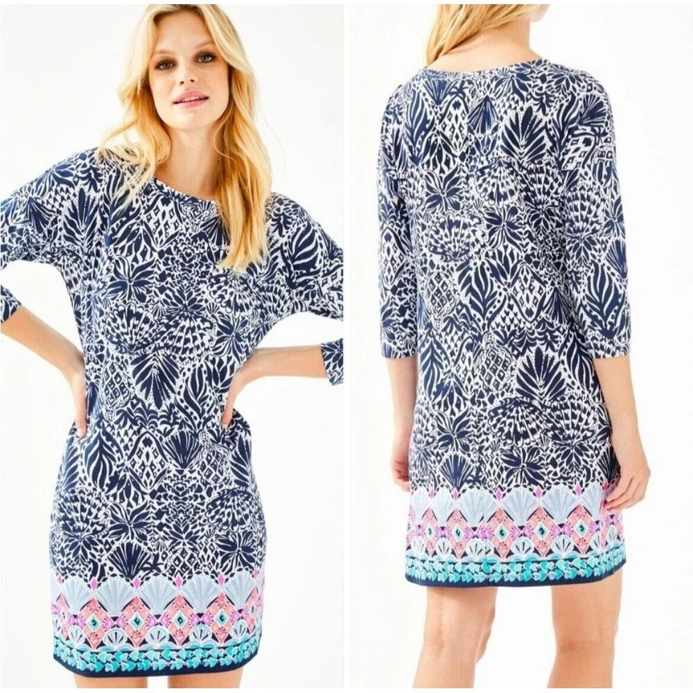 Lilly Pulitzer Vivvy Dress High Tide Navy Color Women's Size XXS Preppy Coastal